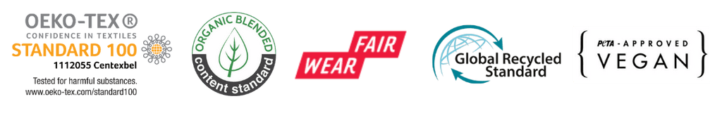 FairWear, PETA-Approved Vegan, other Certified Badges