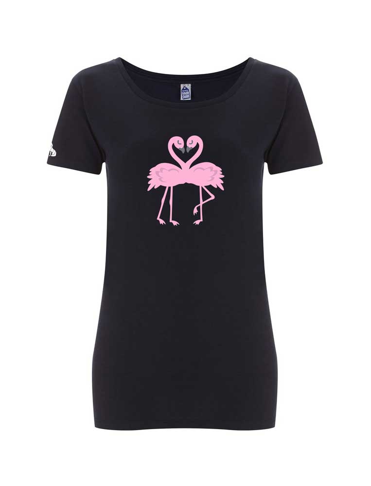 Women's Fairtrade Flamingo Heart T-shirt