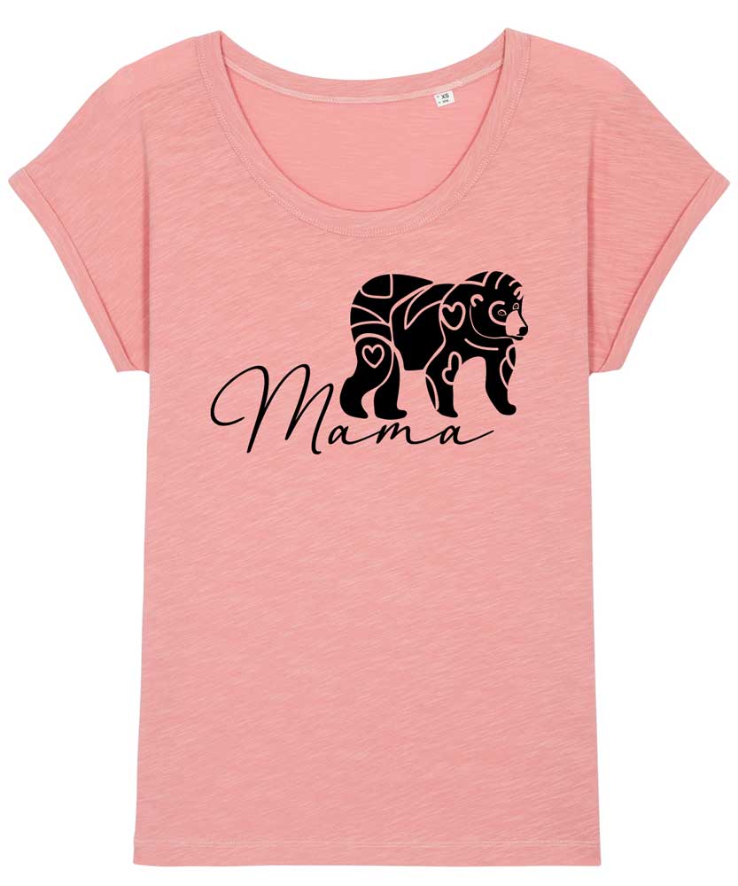 Women's Mama Bear Personalised Slub Organic T-shirt