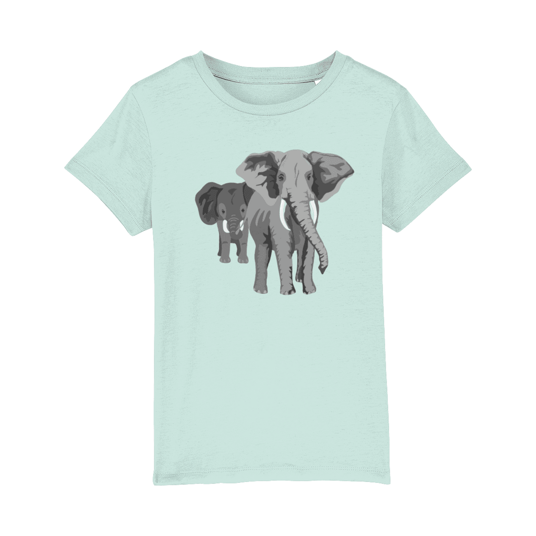 Kid's Mum and Baby Elephant T-shirt-Clothing-Caribbean Blue-My T-shirt Wardrobe