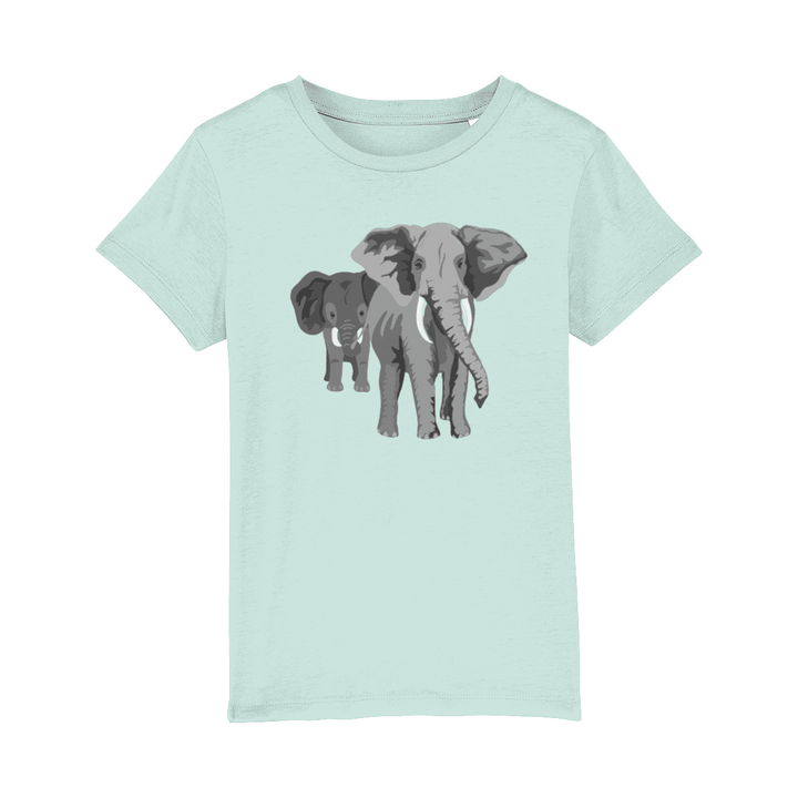 Kid's Mum and Baby Elephant T-shirt-Clothing-Caribbean Blue-My T-shirt Wardrobe