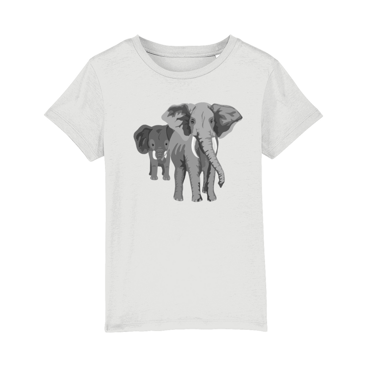 Kid's Mum and Baby Elephant T-shirt-Clothing-White-My T-shirt Wardrobe