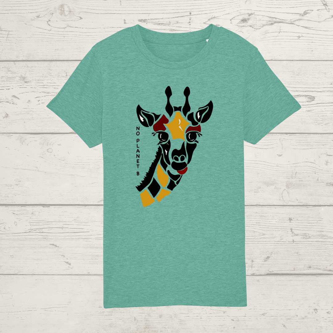 Kid’s no planet b giraffe t-shirt - mid heather green / 3-4