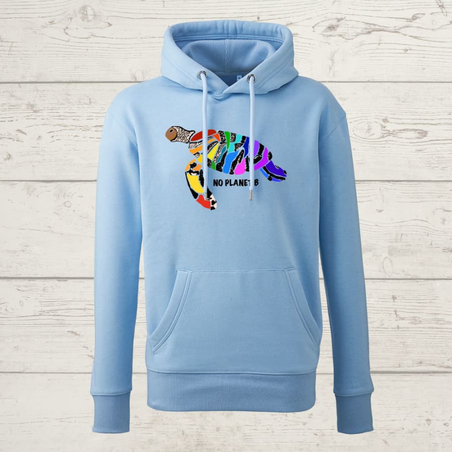 No planet b rainbow sea turtle hoody - baby blue / medium /