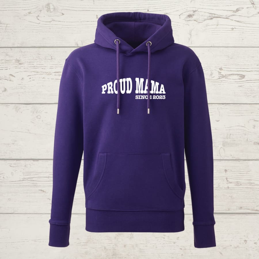 Proud mama since personalised hoody - purple / small /