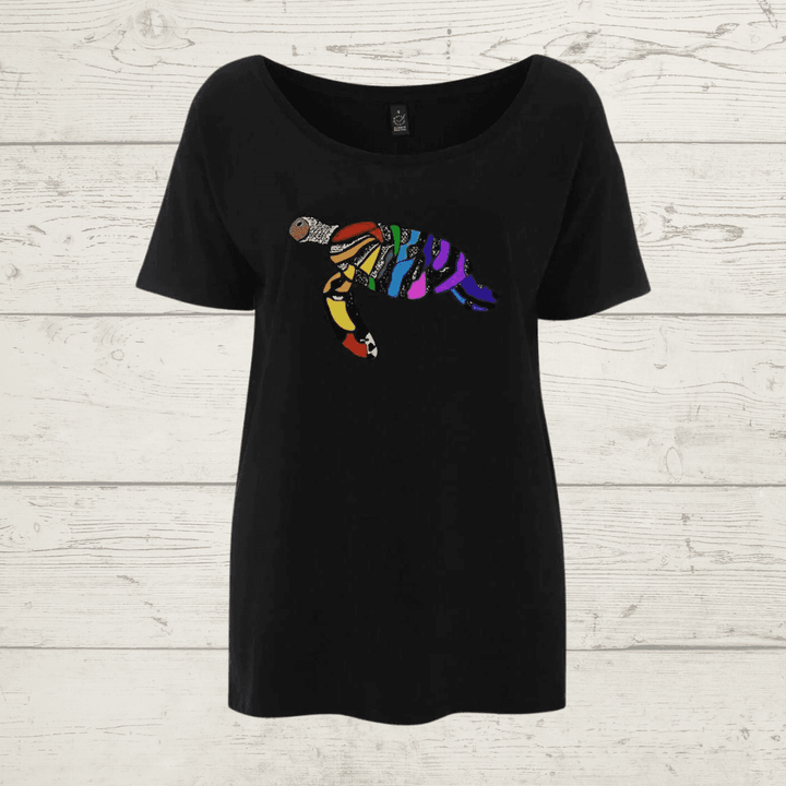 Women’s earthpositive oversized rainbow turtle t-shirt -