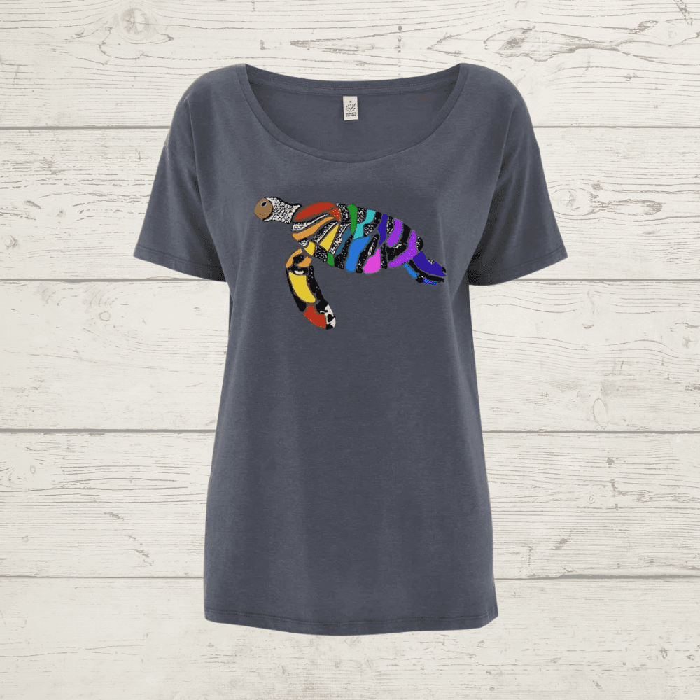 Women’s earthpositive oversized rainbow turtle t-shirt -