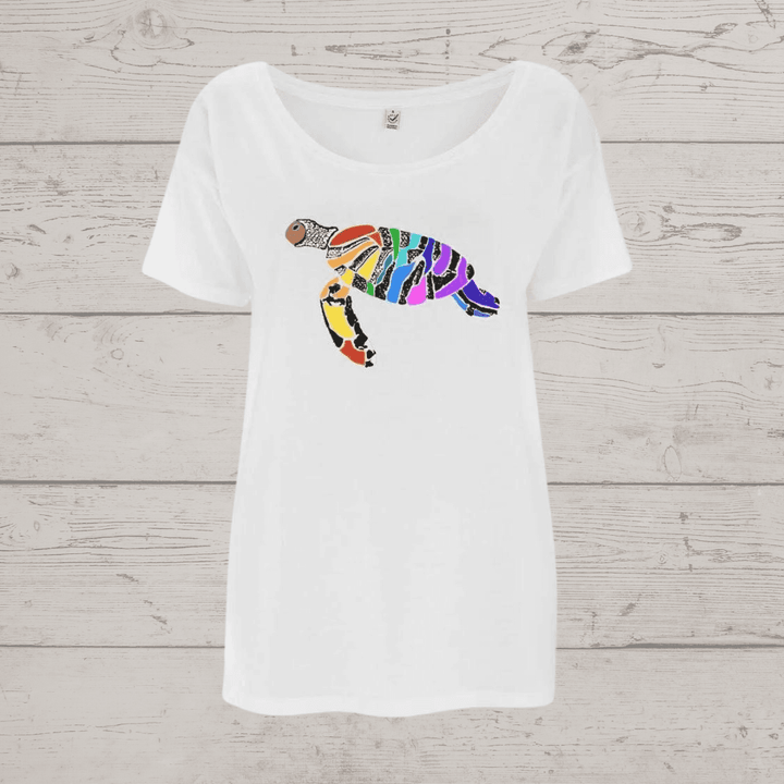 Women’s earthpositive oversized rainbow turtle t-shirt -