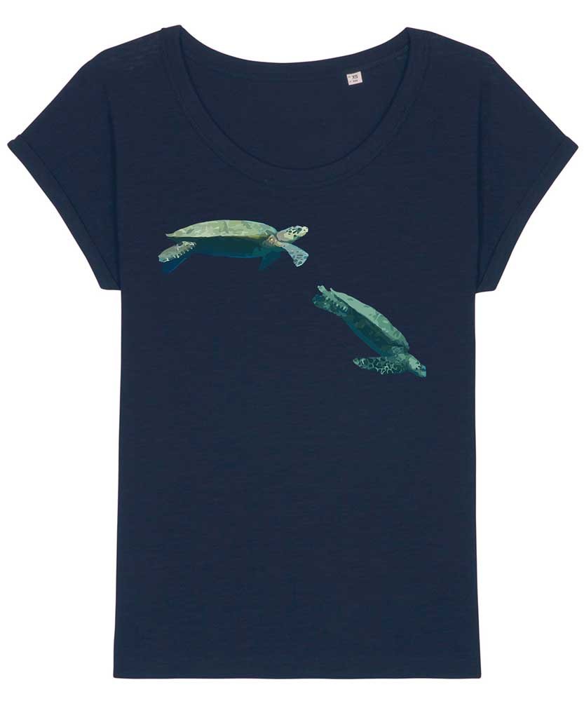 Women's Diving Turtles Slub Organic T-shirt