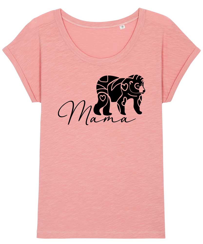Women's Mama Bear Personalised Slub Organic T-shirt