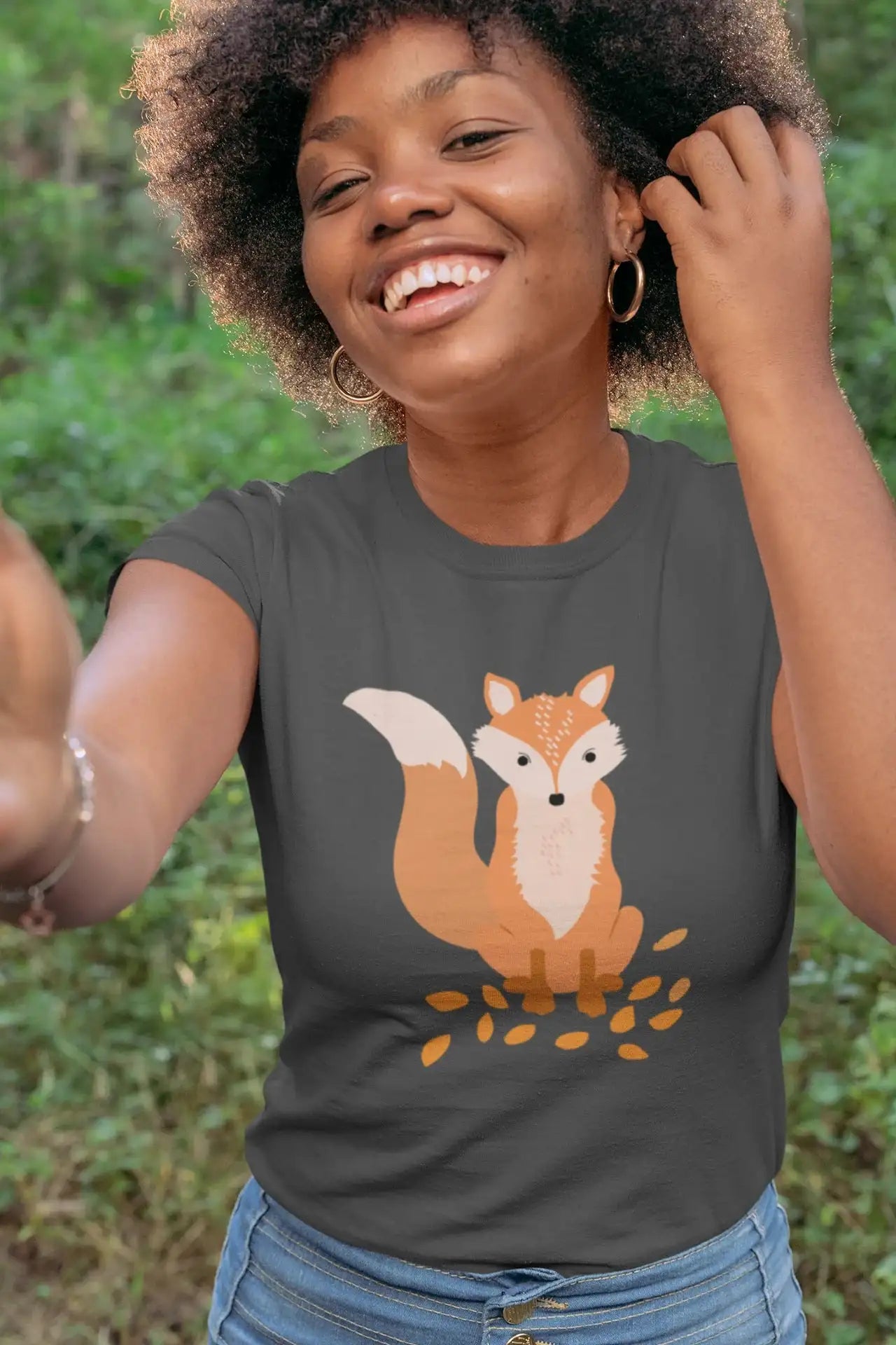 Slimfit T-shirt with Fox - Slimfit t shirts - Fox T-shirt - Organic Cotton T-shirt