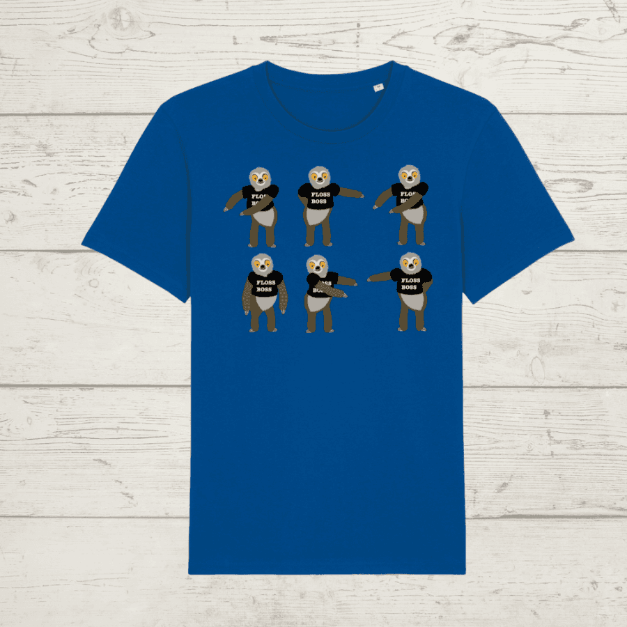 Kid’s classic fit sloth floss boss t-shirt - marjorelle blue