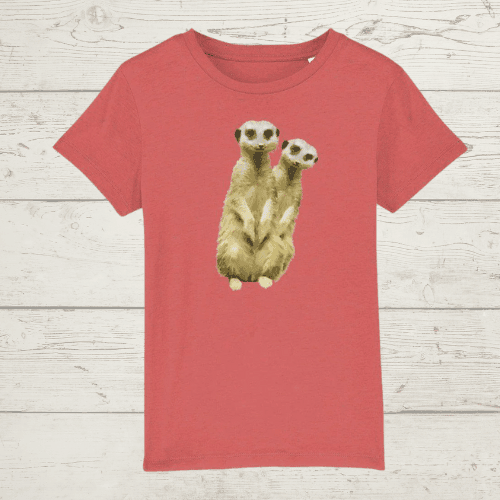 Kid’s meerkat t-shirt - mid heather red / xs / 3-4 - kid’s