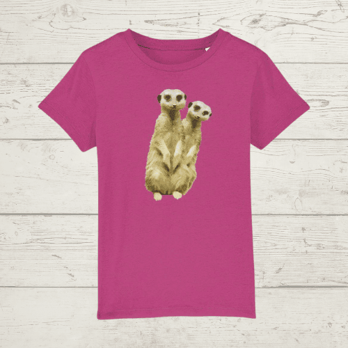 Kid’s meerkat t-shirt - raspberry / xs / 3-4 - kid’s t-shirt