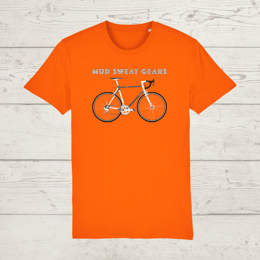 Kid’s mud sweat gears bike t-shirt - bright orange / 3-4