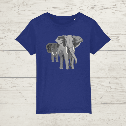 Kid’s mum and baby elephant t-shirt - french navy / xs / 3-4