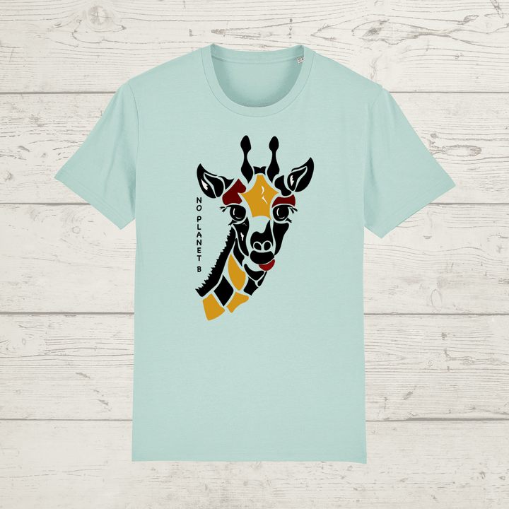 Kid’s no planet b giraffe t-shirt - caribbean blue / 3-4