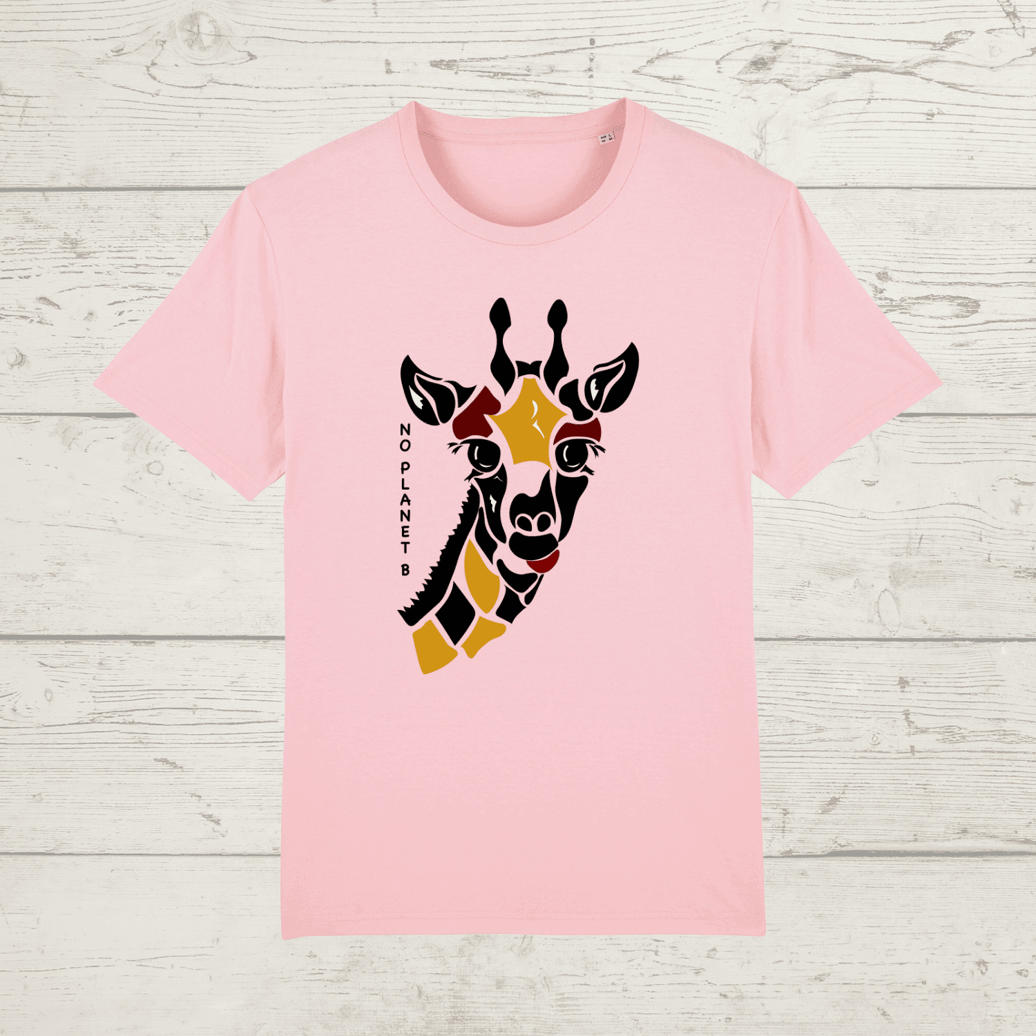 Kid’s no planet b giraffe t-shirt - cotton pink / 3-4 years