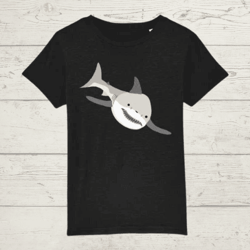 Kid’s shark t-shirt - black / 3-4 - kid’s t-shirt