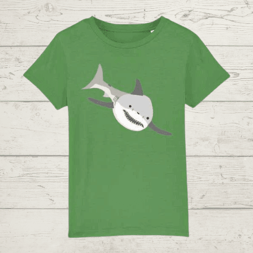 Kid’s shark t-shirt - fresh green / 3-4 - kid’s t-shirt