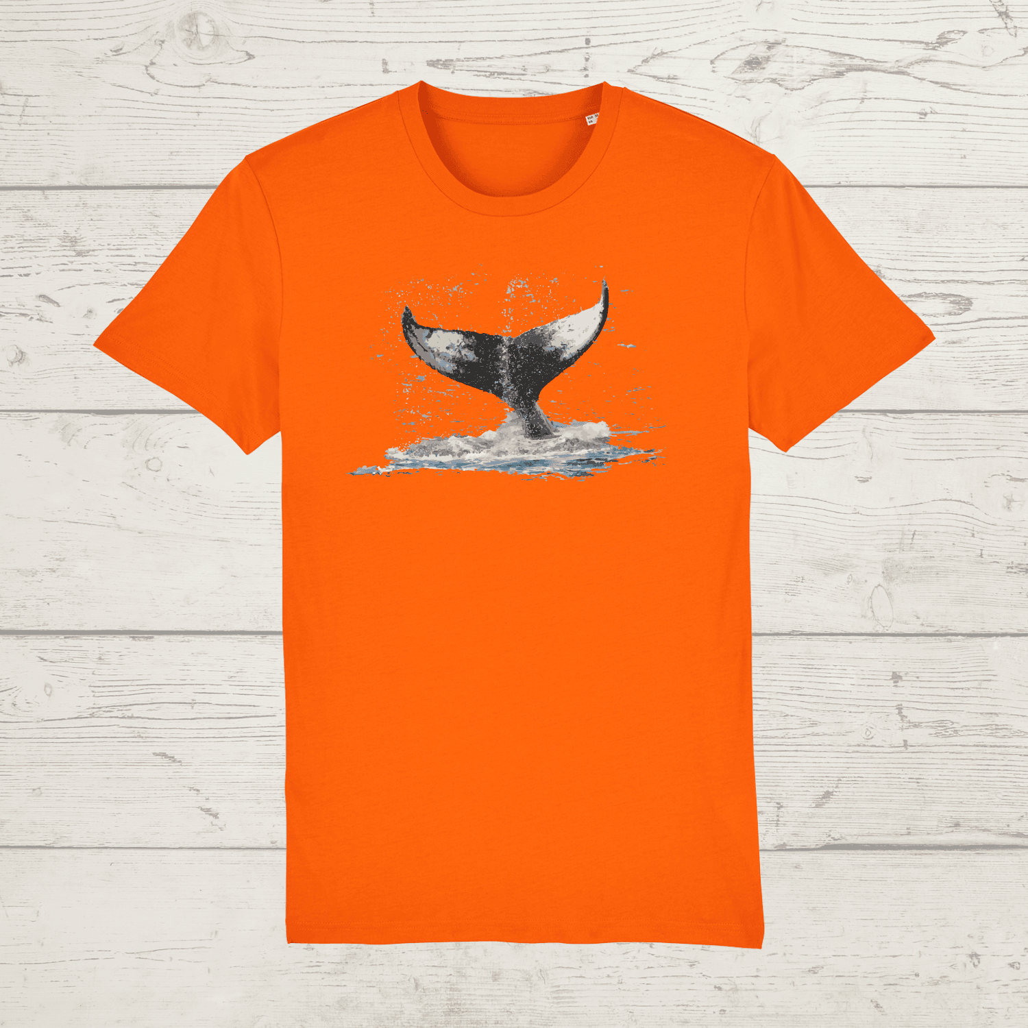 Kid’s whale splash t-shirt - bright orange / 3-4 years -