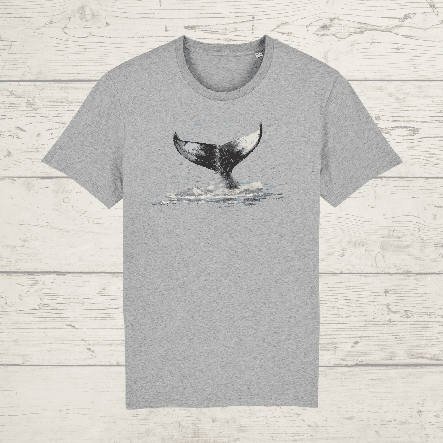 Kid’s whale splash t-shirt - heather grey / 3-4 years -
