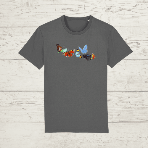 Unisex butterflies t-shirt - anthracite / x-small - unisex