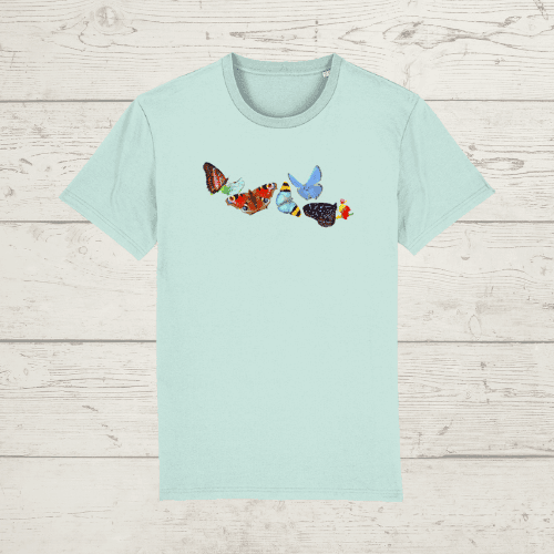 Unisex butterflies t-shirt - carribbean blue / x-small -