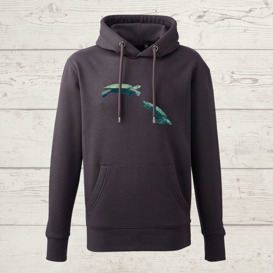 Unisex diving turtles hoody - charcoal / x-small / women’s -