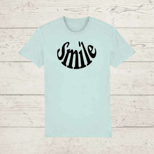 Unisex organic cotton smile t-shirt - x-small / caribbean