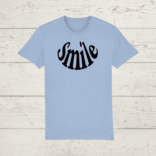 Unisex organic cotton smile t-shirt - x-small / sky blue -