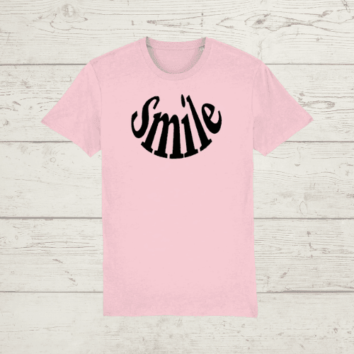 Unisex organic cotton smile t-shirt - xx-small / cotton pink