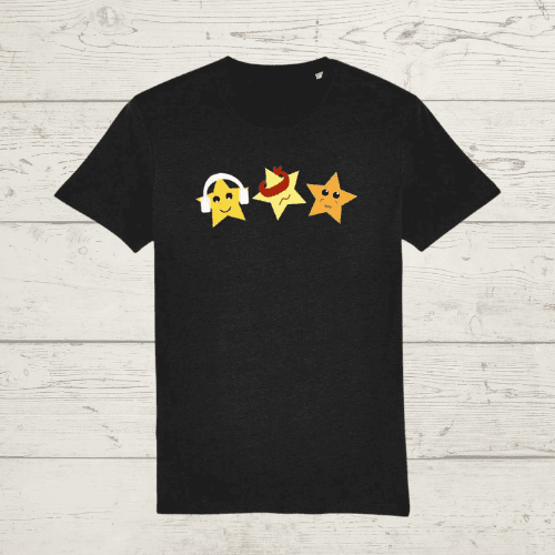 Unisex three wise stars t-shirt - black / xx-small - unisex