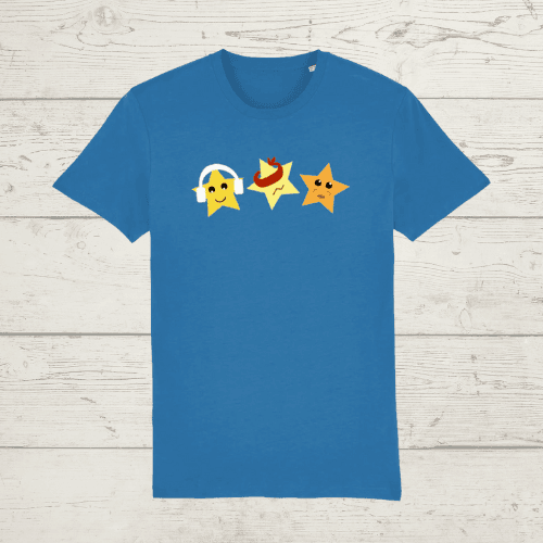 Unisex three wise stars t-shirt - royal blue / xx-small -