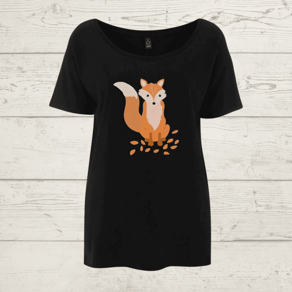 Women’s earthpositive oversized fox t-shirt - black / small