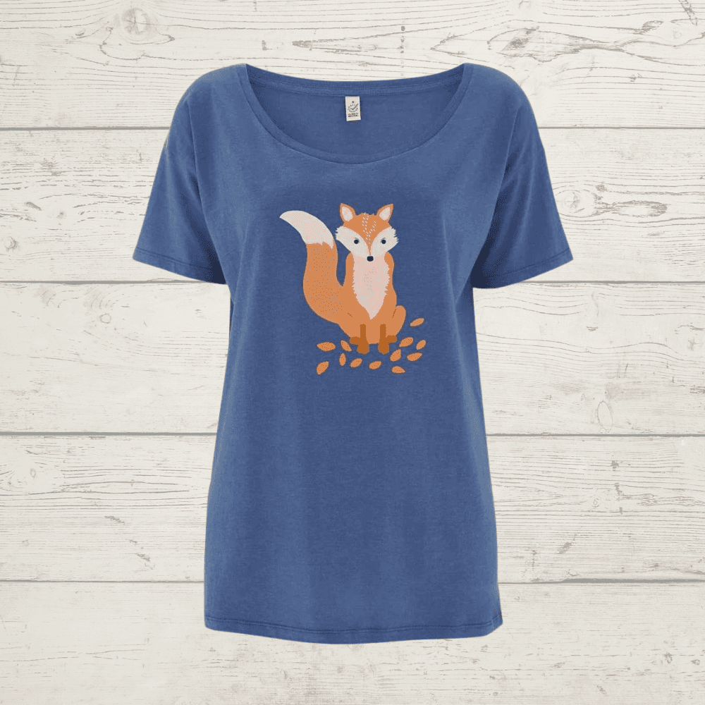 Women’s earthpositive oversized fox t-shirt - faded denim /