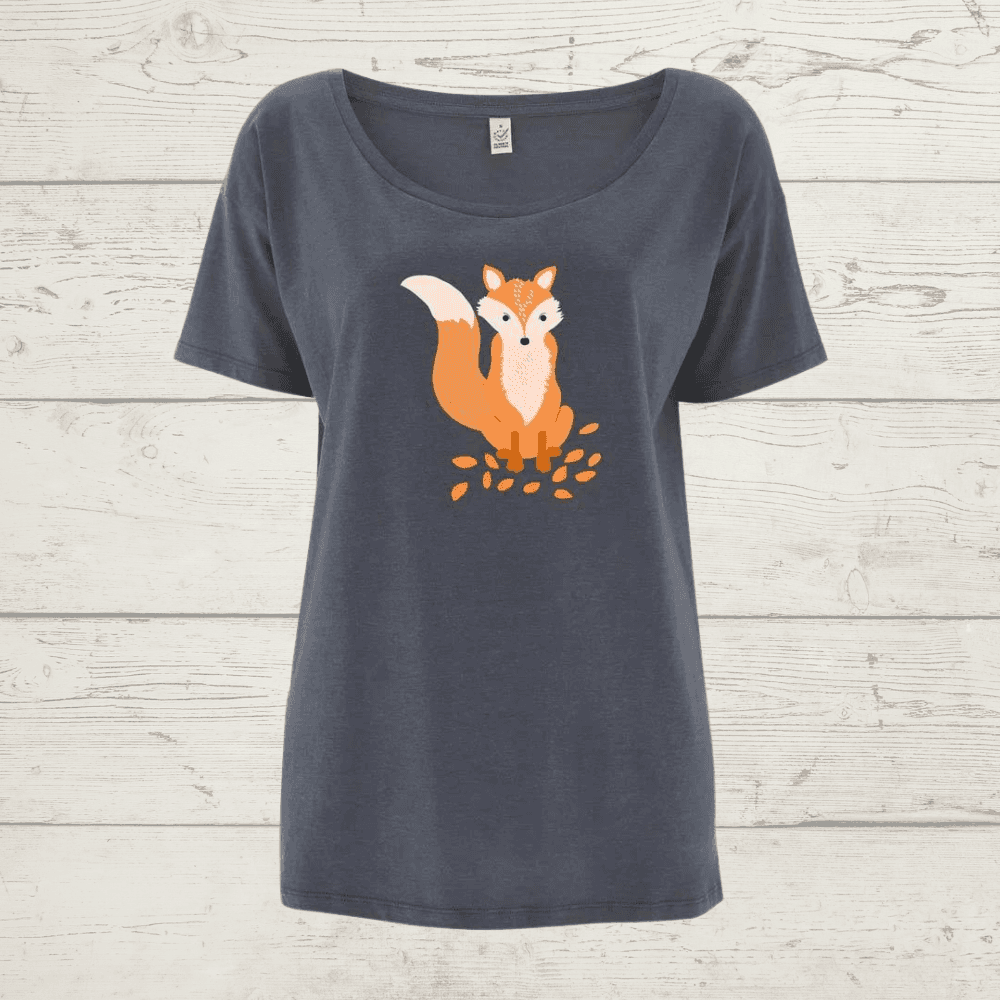 Women’s earthpositive oversized fox t-shirt - light charcoal