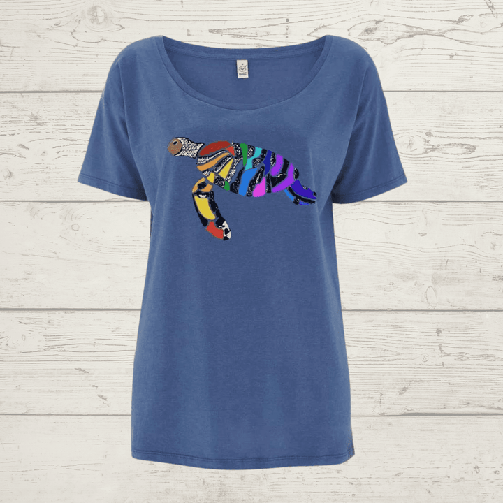 Women’s earthpositive oversized rainbow turtle t-shirt -
