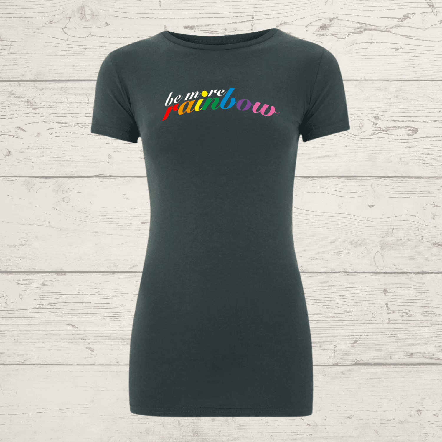 Women’s earthpositive slim fit be more rainbow t-shirt -
