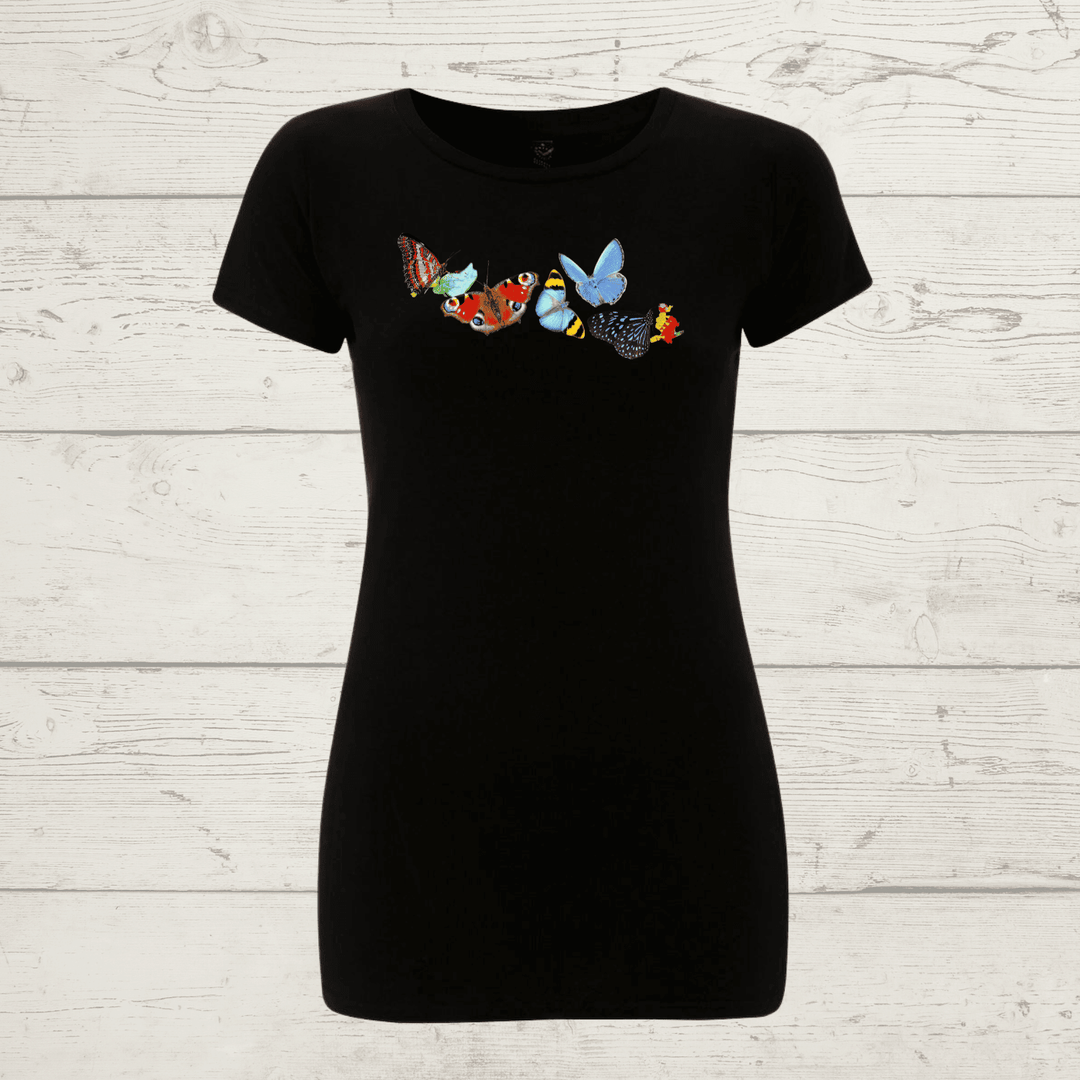 Women’s earthpositive slim fit butterflies t-shirt - black /