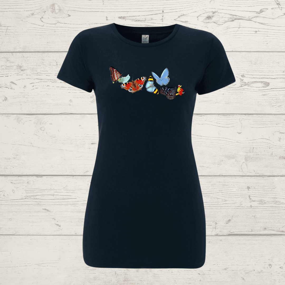 Women’s earthpositive slim fit butterflies t-shirt - navy /