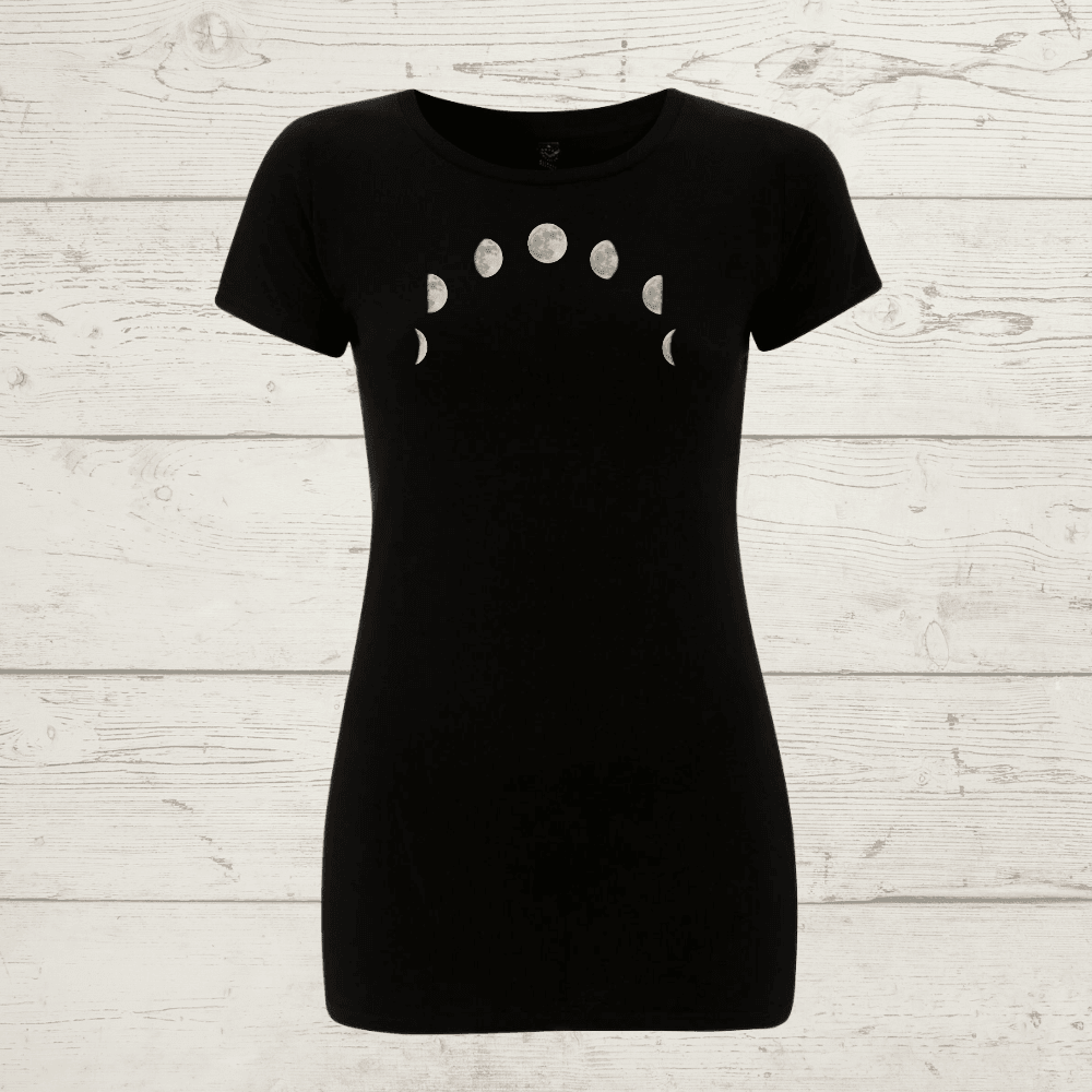Women’s earthpositive® slim fit moon phases t-shirt - black