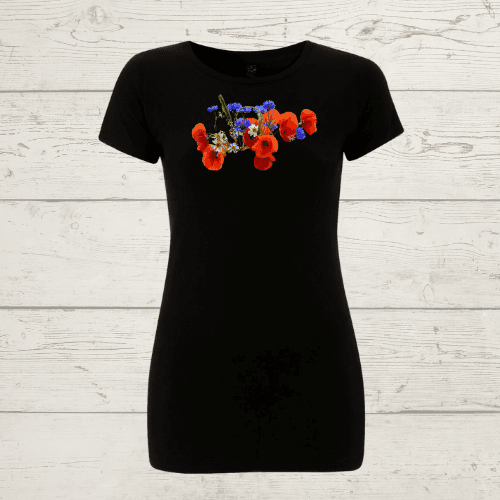 Women’s earthpositive® slim fit wild flowers t-shirt - black