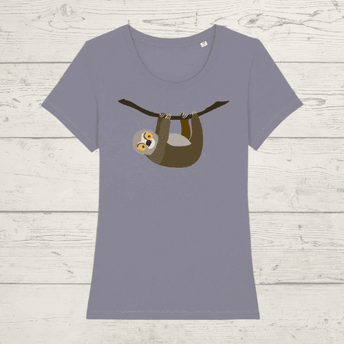 Women’s hanging around sloth t-shirt - lava grey / x-small