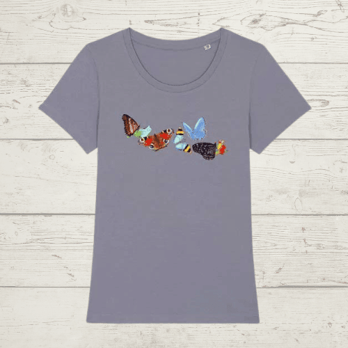 Women’s round neck butterflies t-shirt - women’s fitted