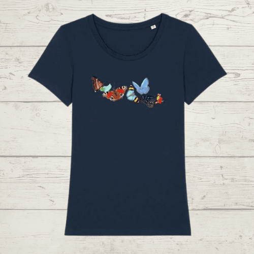 Women’s round neck butterflies t-shirt - women’s fitted