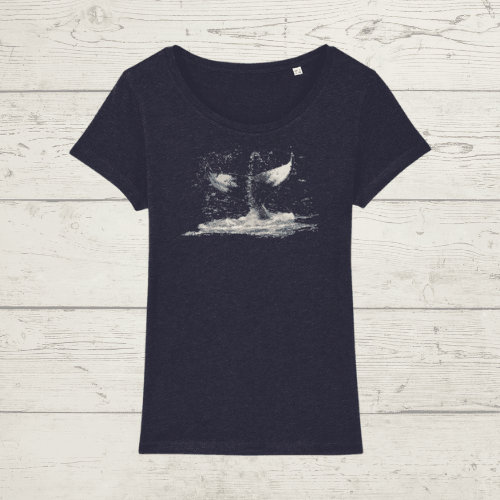 Women’s round neck whale t-shirt - french navy / x-small (uk
